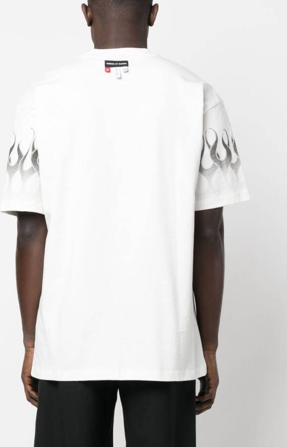 Vision Of Super T-shirt met vlammenprint Wit