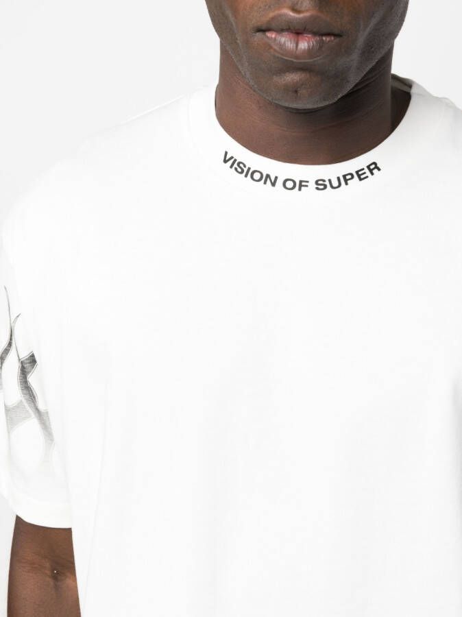 Vision Of Super T-shirt met vlammenprint Wit