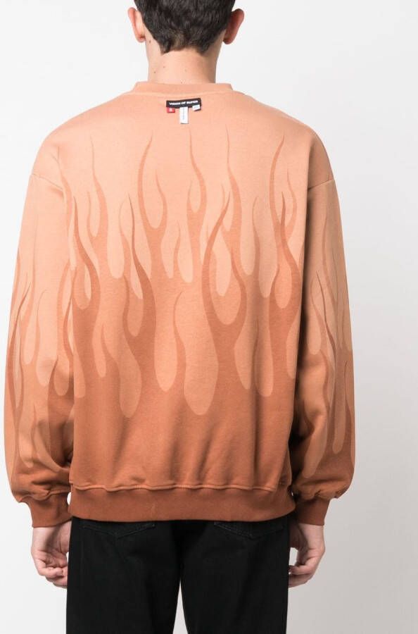 Vision Of Super Sweater met vlammenprint Bruin