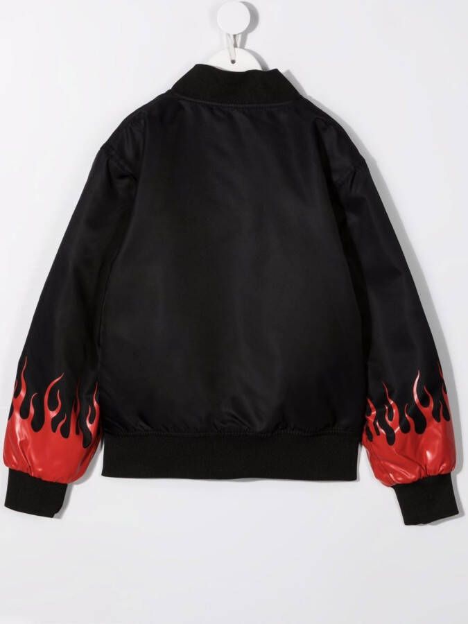 Vision Of Super Kids Bomberjack met vlammenprint Zwart