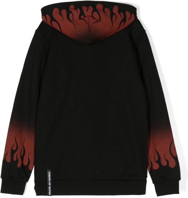 Vision Of Super Kids Hoodie met vlammenprint Zwart