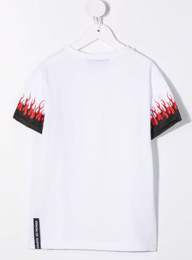 Vision Of Super Kids T-shirt met vlammenprint Wit