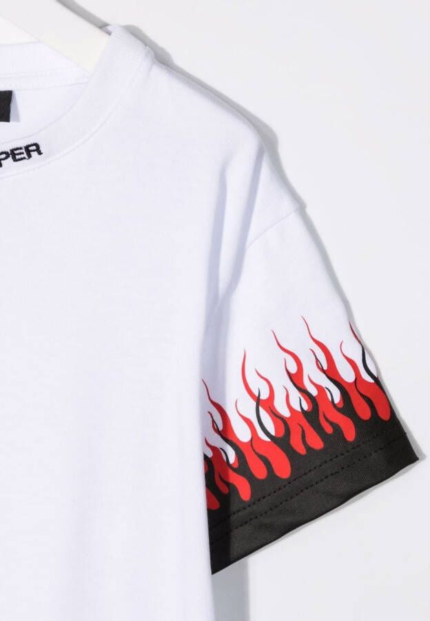 Vision Of Super Kids T-shirt met vlammenprint Wit