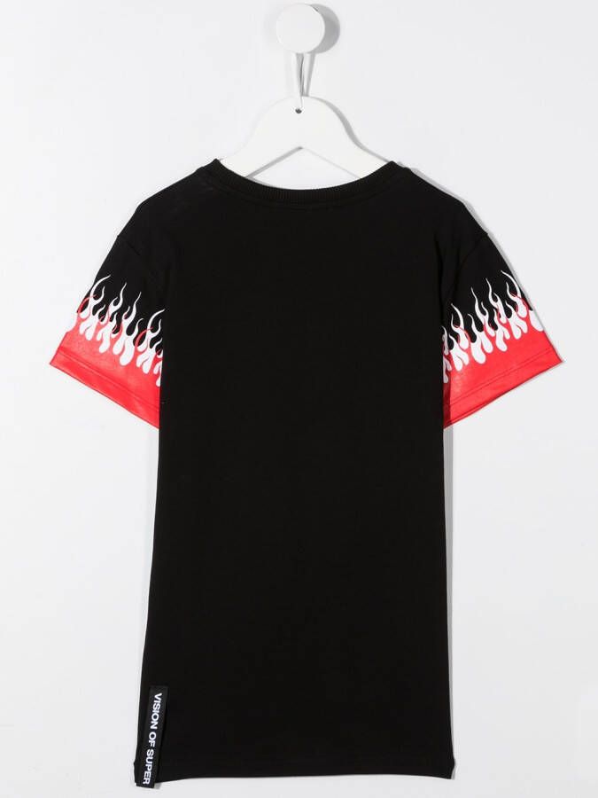 Vision Of Super Kids T-shirt met vlammenprint Zwart