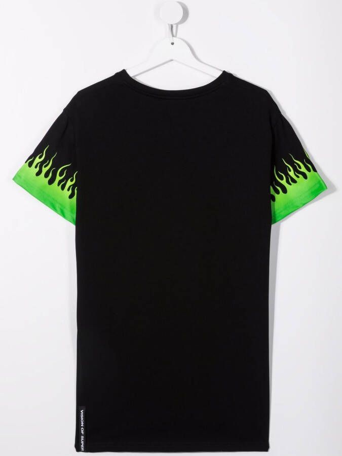 Vision Of Super Kids T-shirt met vlammenprint Zwart
