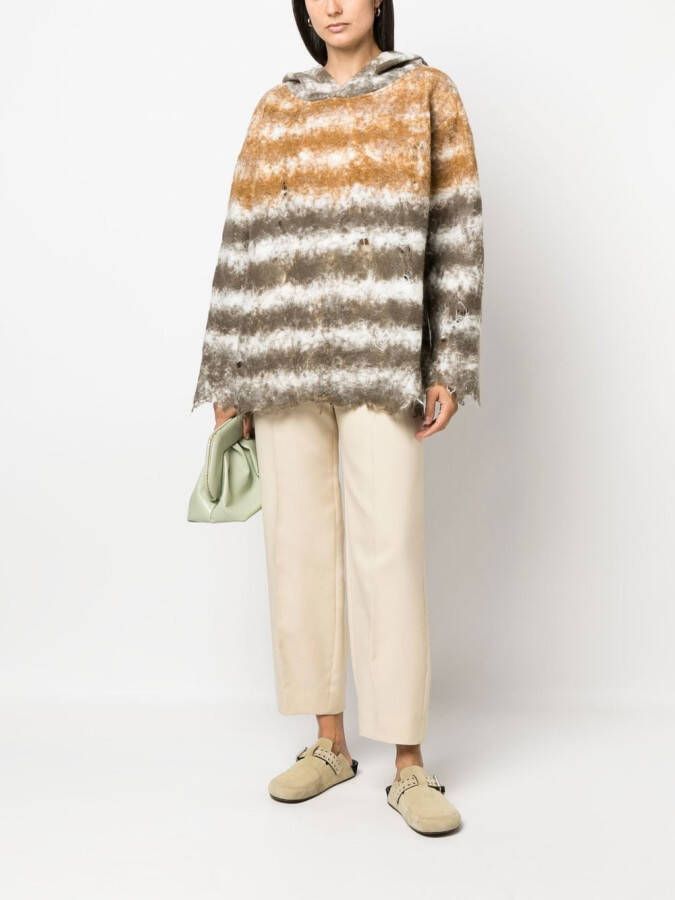 VITELLI Gerafelde hoodie Bruin
