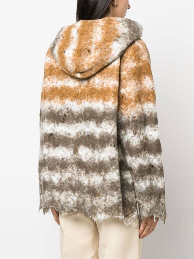 VITELLI Gerafelde hoodie Bruin