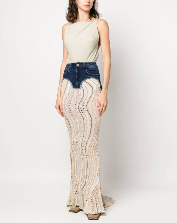 VITELLI Maxi-jurk met gebreid vlak Blauw
