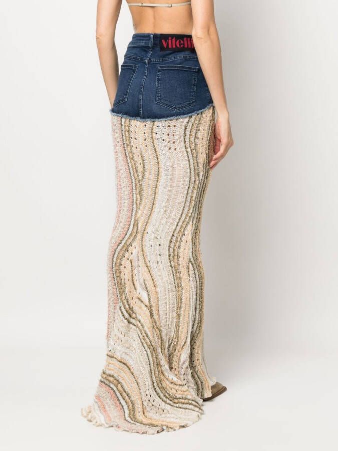 VITELLI Maxi-jurk met gebreid vlak Blauw