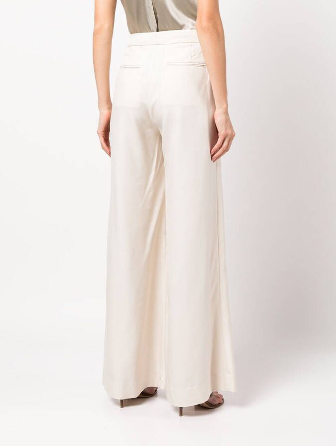 VOZ High waist broek met wijde pijpen Beige