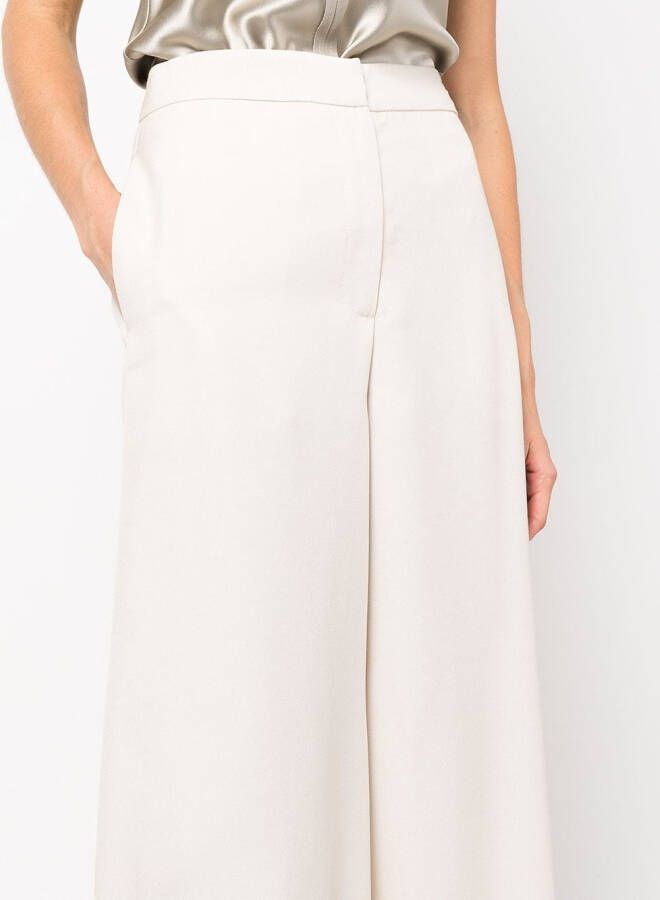 VOZ High waist broek met wijde pijpen Beige