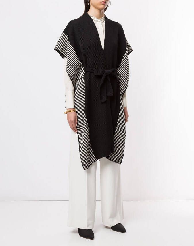 VOZ Kaftan met gestreepte afwerking Zwart