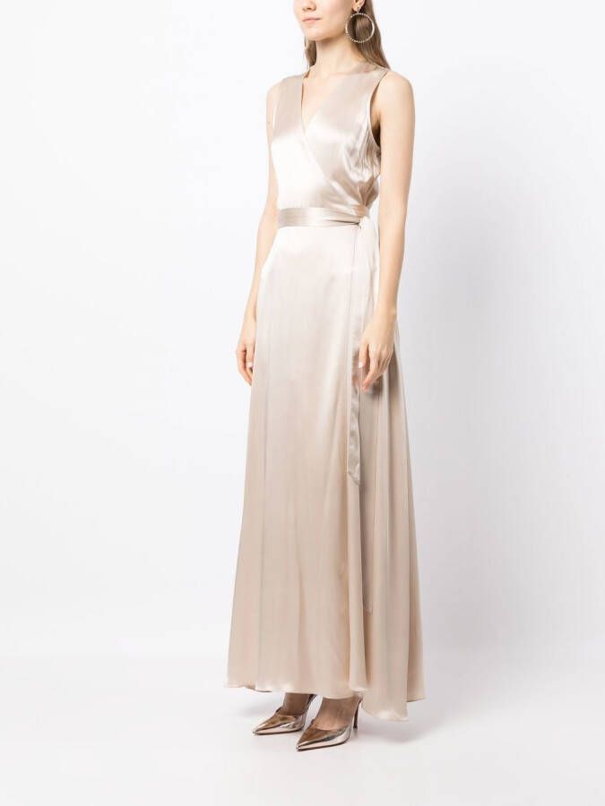 VOZ Maxi-jurk met wikkelhals Beige