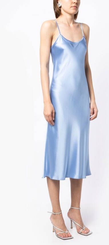 VOZ Midi jurk met satijnen afwerking Blauw