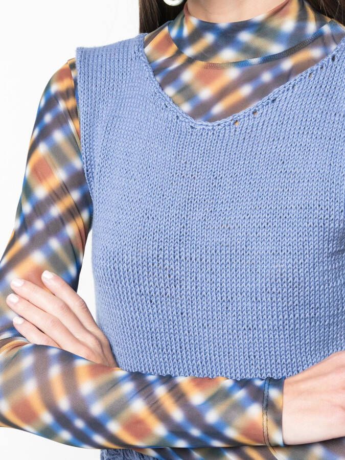 VOZ Mouwloze top Blauw