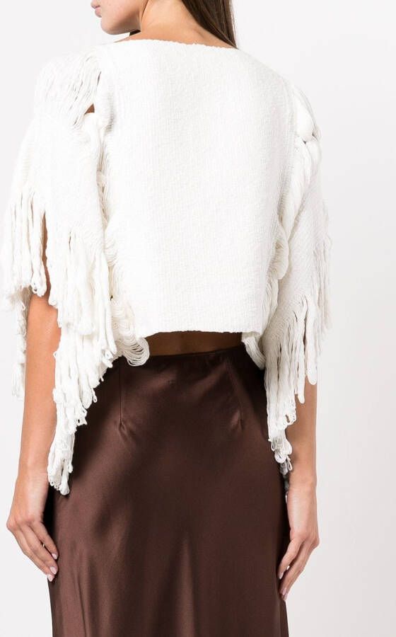 VOZ Top met franje detail Wit