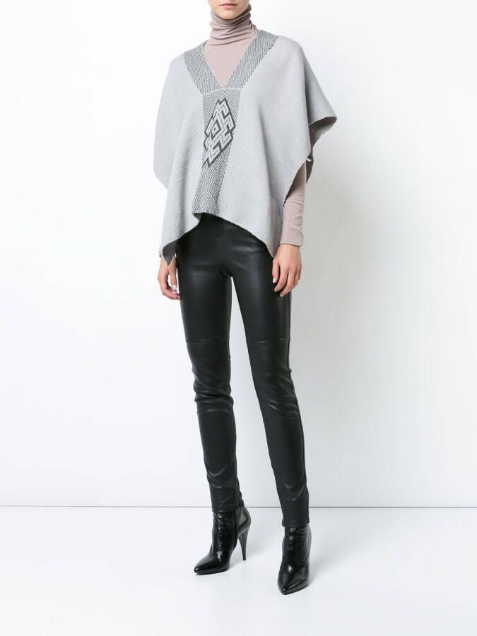 VOZ V-neck draped sleeved top Grijs