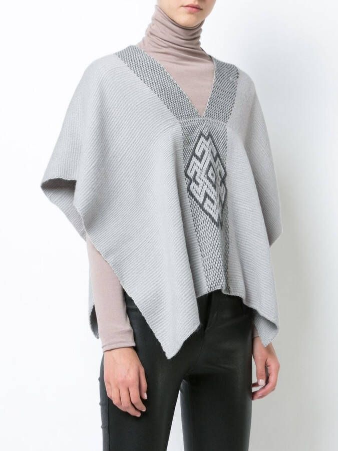 VOZ V-neck draped sleeved top Grijs
