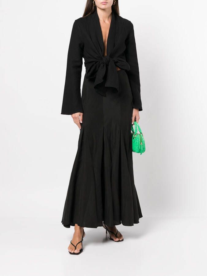 VOZ Wikkelblouse met V-hals Zwart