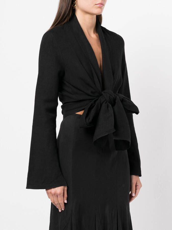 VOZ Wikkelblouse met V-hals Zwart