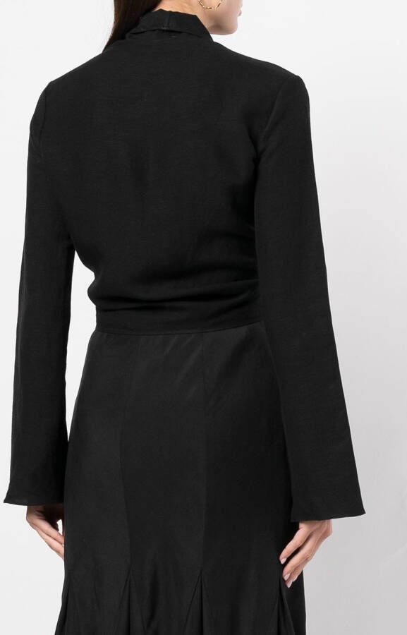 VOZ Wikkelblouse met V-hals Zwart