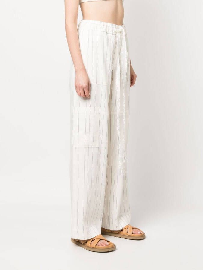 Wales Bonner Broek met wijde pijpen Beige