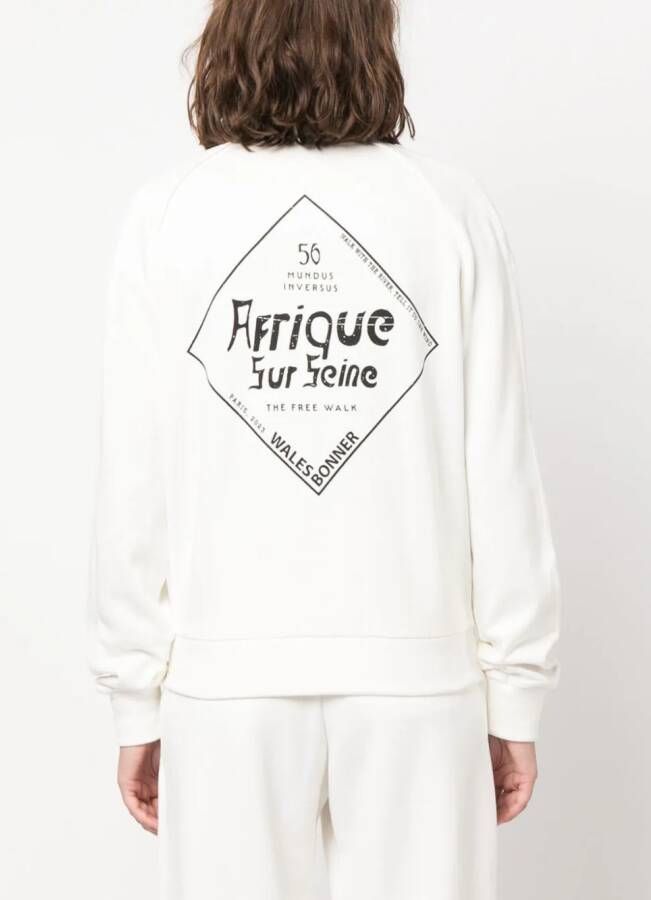Wales Bonner Sweater met geborduurd logo Beige