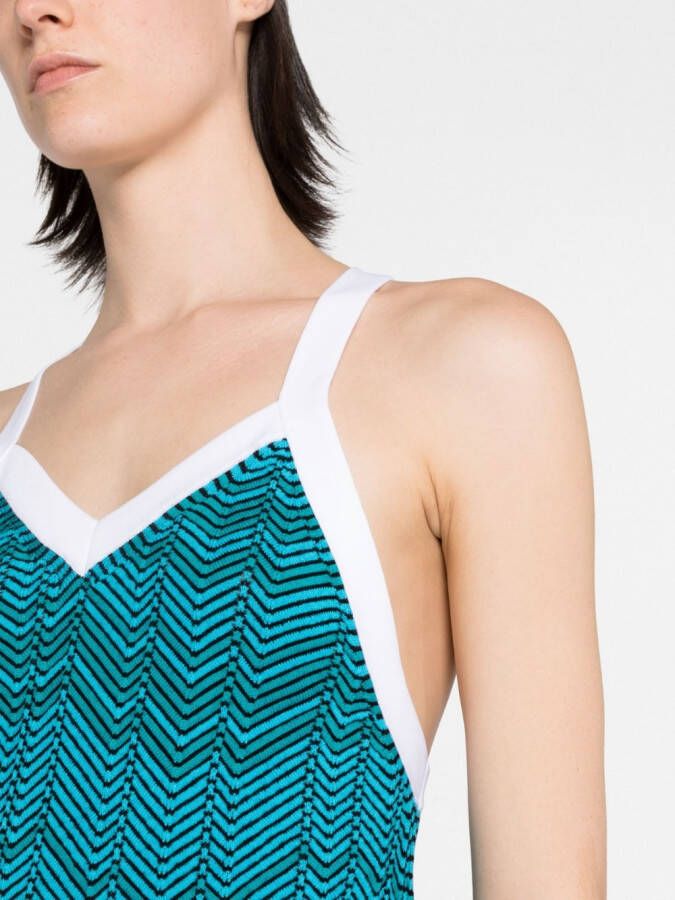 Wales Bonner Midi-jurk met chevron streep Blauw