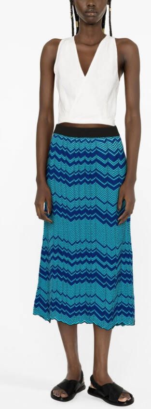 Wales Bonner Midi-rok met zigzag patroon Blauw