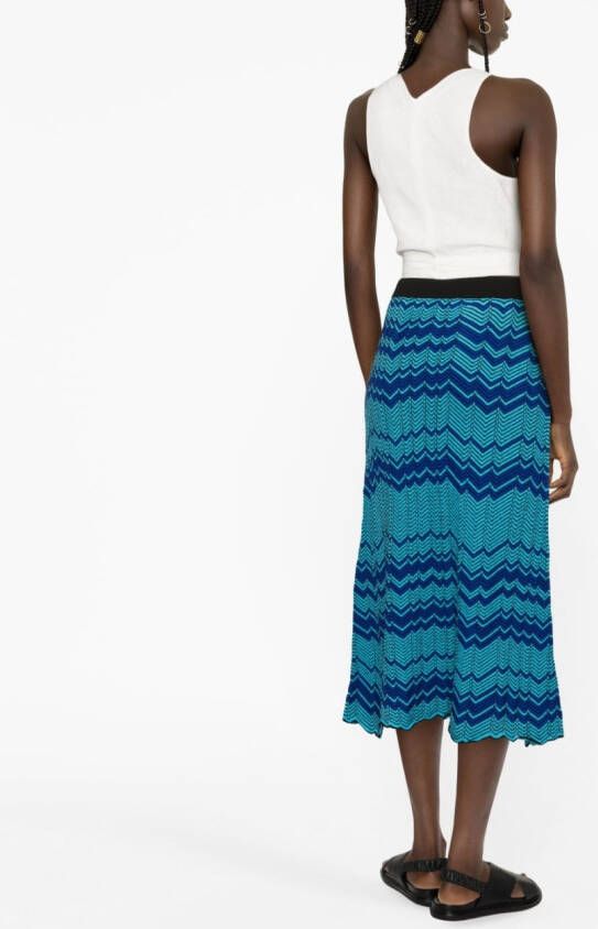 Wales Bonner Midi-rok met zigzag patroon Blauw