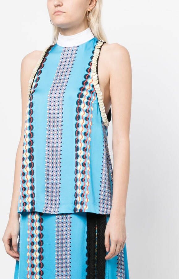Wales Bonner Satijnen top Blauw