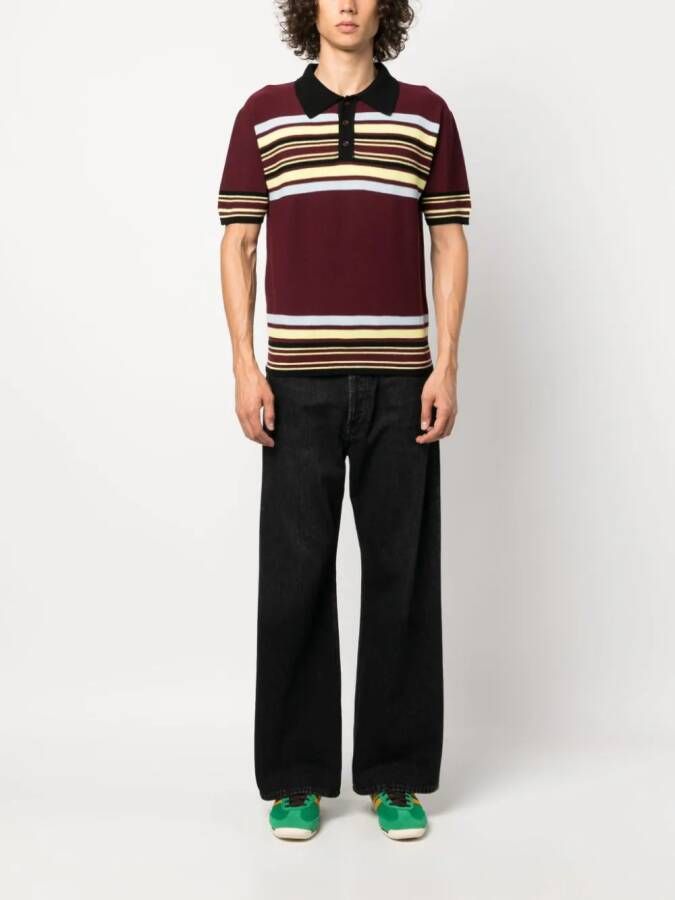 Wales Bonner Wander gestreept poloshirt Rood