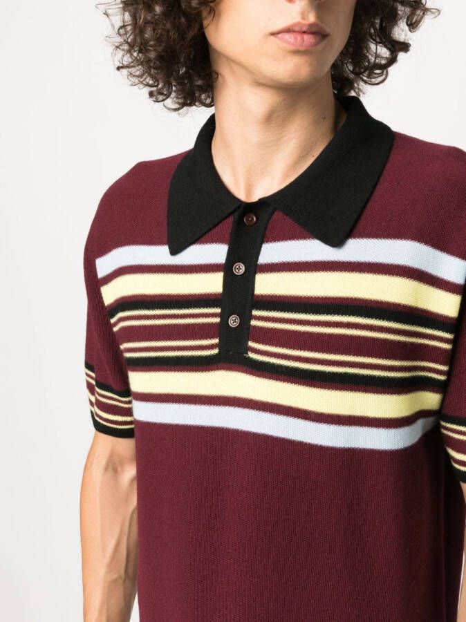 Wales Bonner Wander gestreept poloshirt Rood