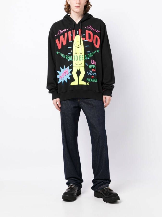 Walter Van Beirendonck Hoodie met tekst Zwart