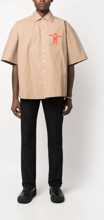 Walter Van Beirendonck Overhemd met logoprint Bruin