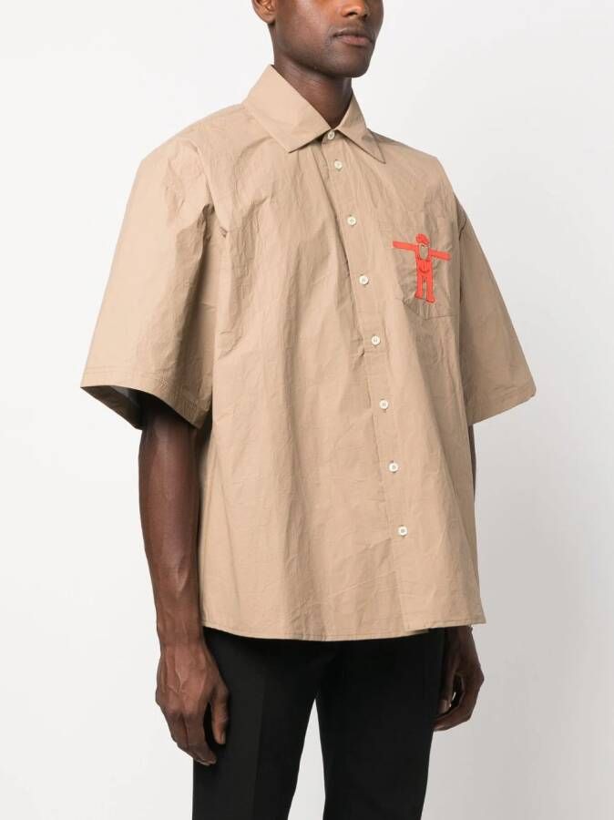 Walter Van Beirendonck Overhemd met logoprint Bruin