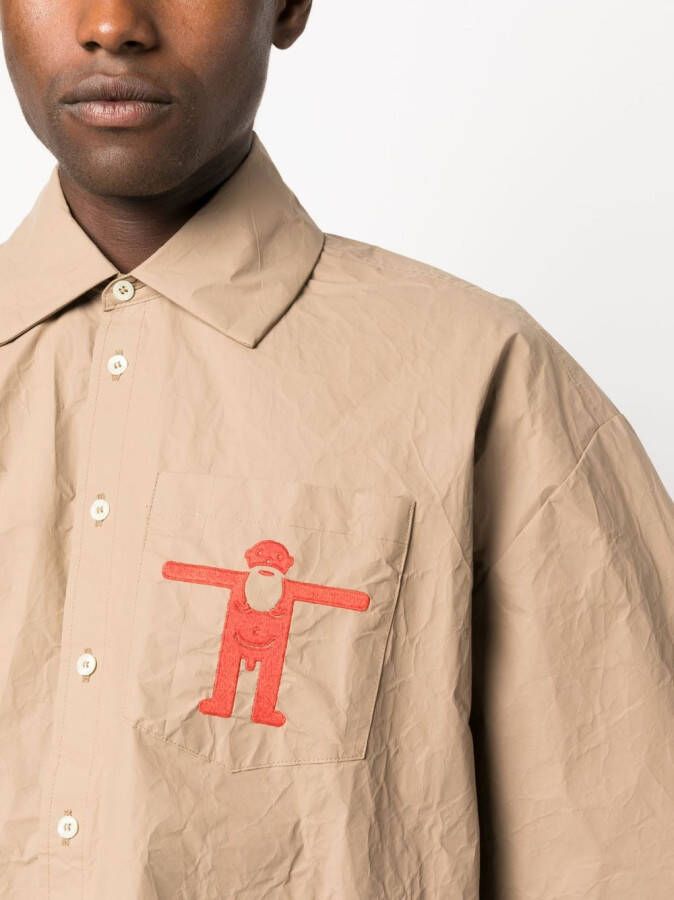 Walter Van Beirendonck Overhemd met logoprint Bruin