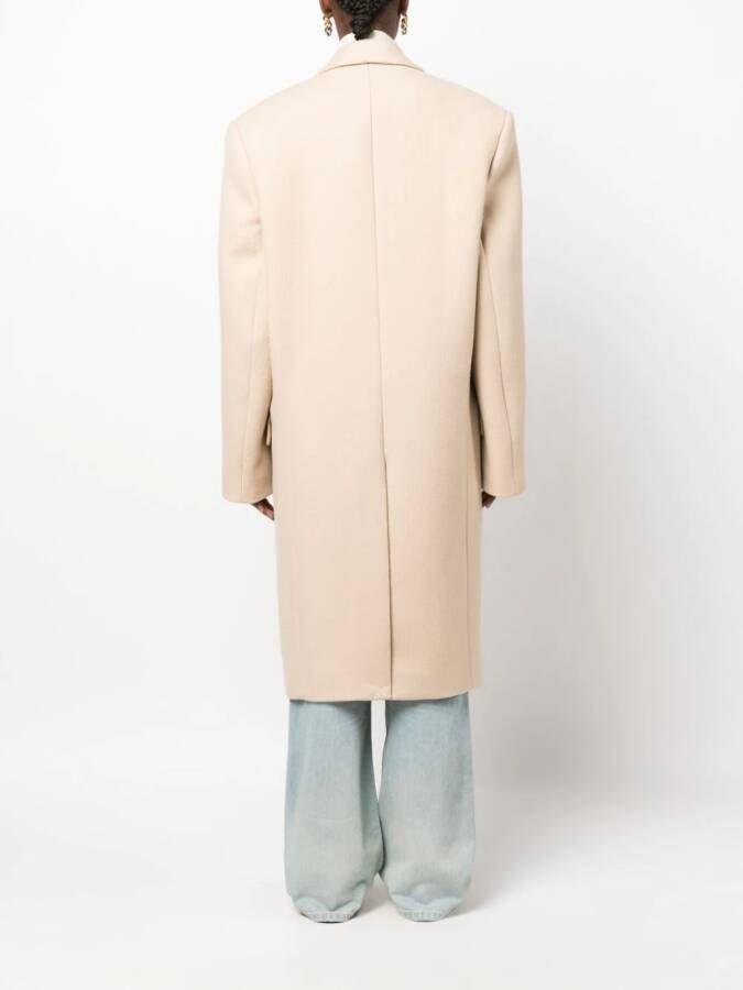 WARDROBE.NYC x Hailey Bieber jas van scheerwol Beige
