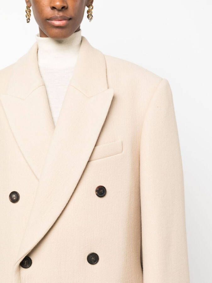 WARDROBE.NYC x Hailey Bieber jas van scheerwol Beige