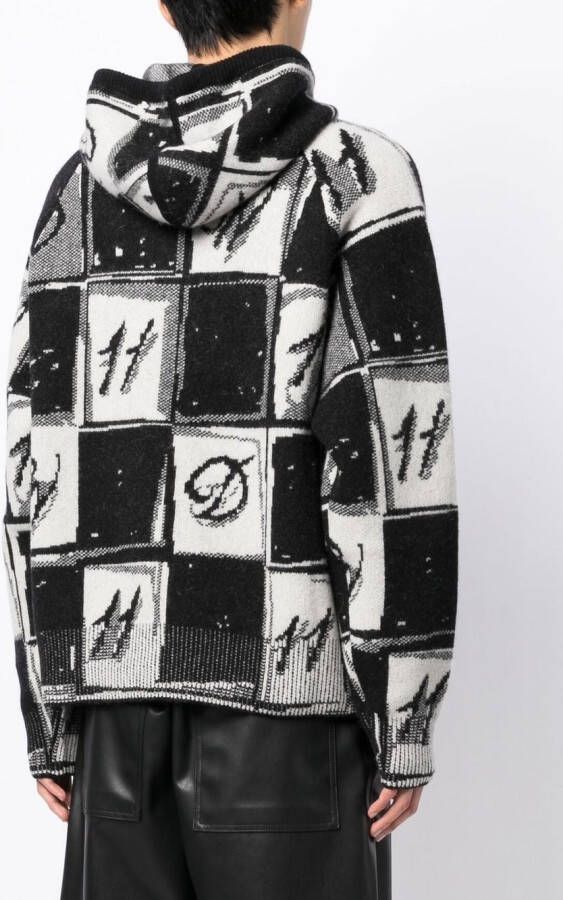 We11done Geruite hoodie Wit