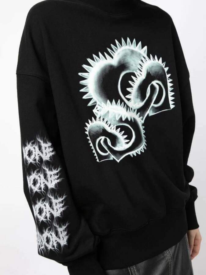 We11done Sweater met grafische print Zwart