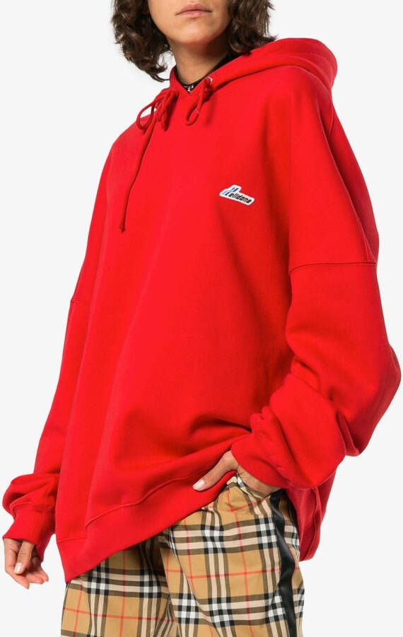 We11done oversized hoodie met logo patches Rood