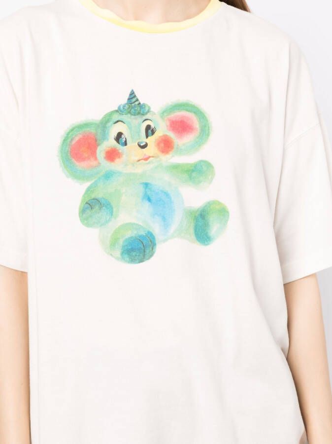 We11done T-shirt met teddybeer print Wit