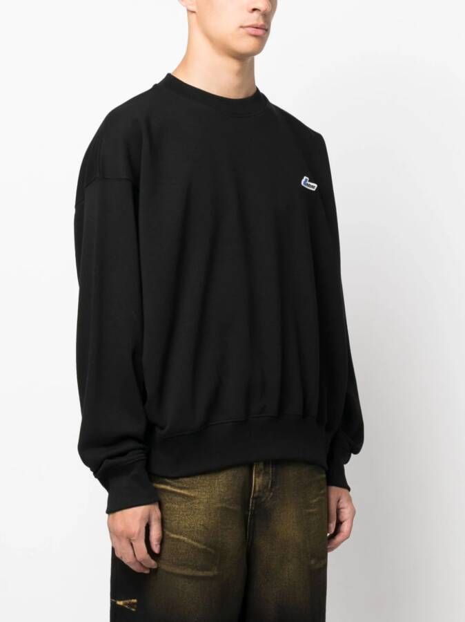 We11done Sweater met logopatch Zwart