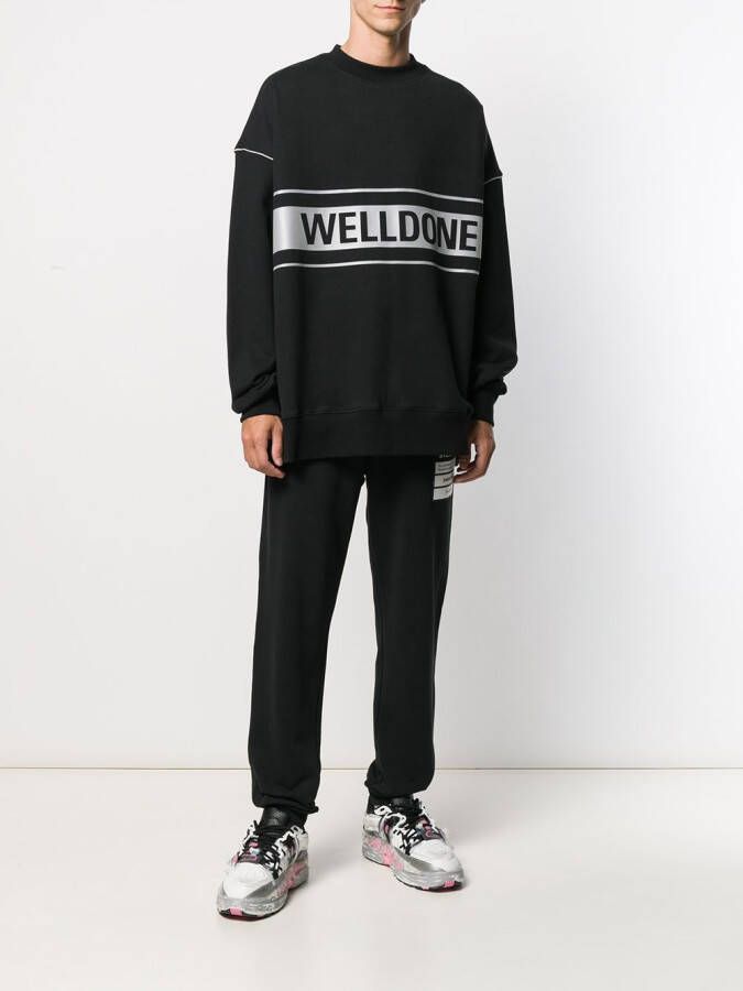 We11done Sweater met logoprint Zwart