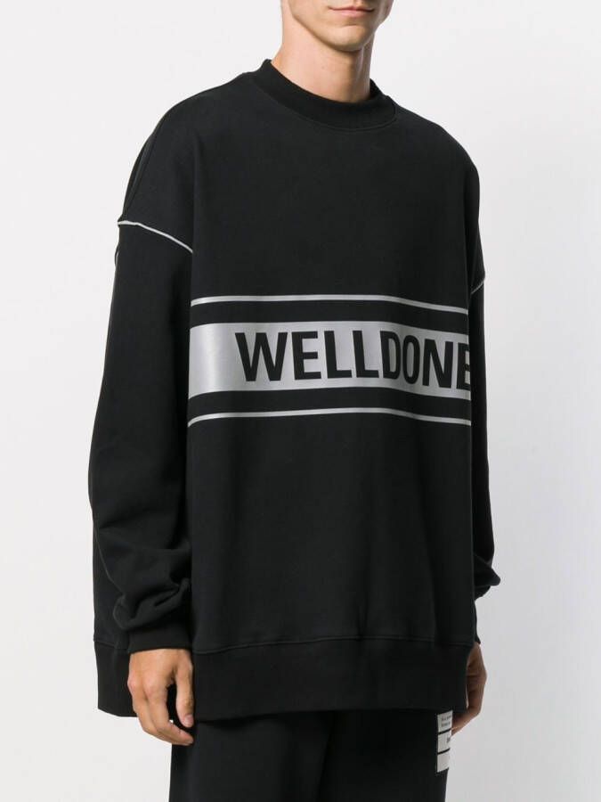 We11done Sweater met logoprint Zwart