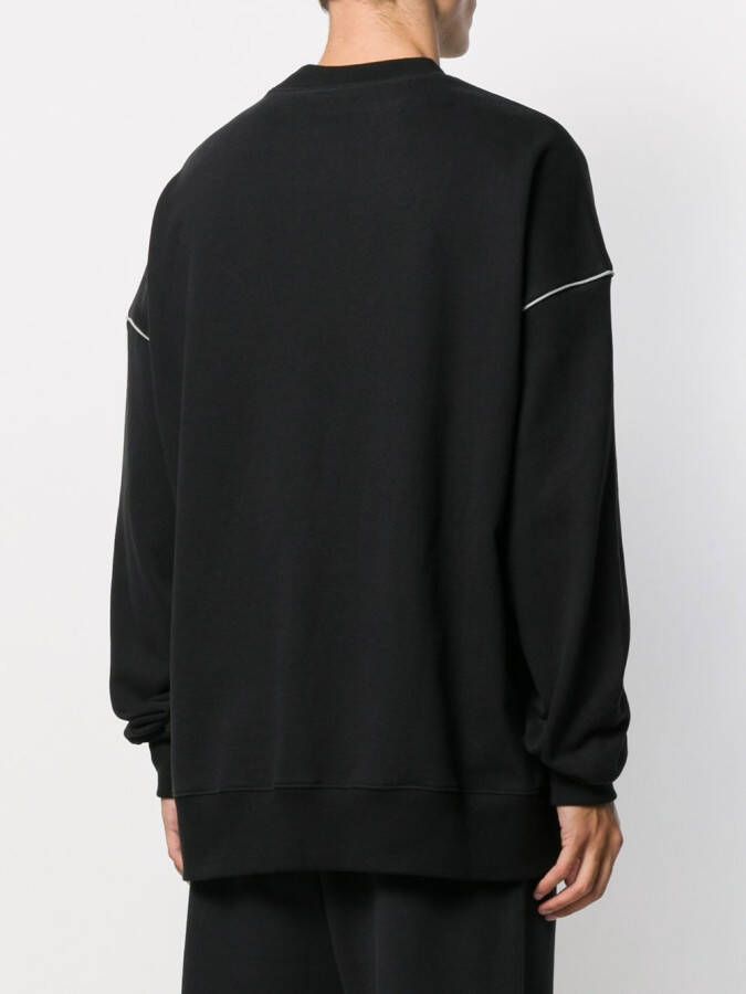 We11done Sweater met logoprint Zwart