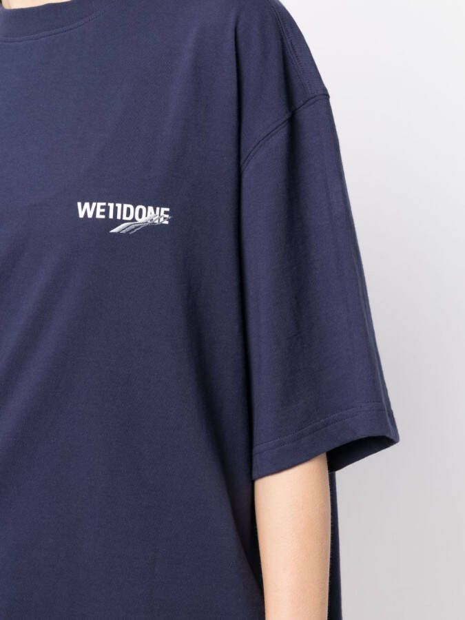We11done T-shirt met logoprint Blauw