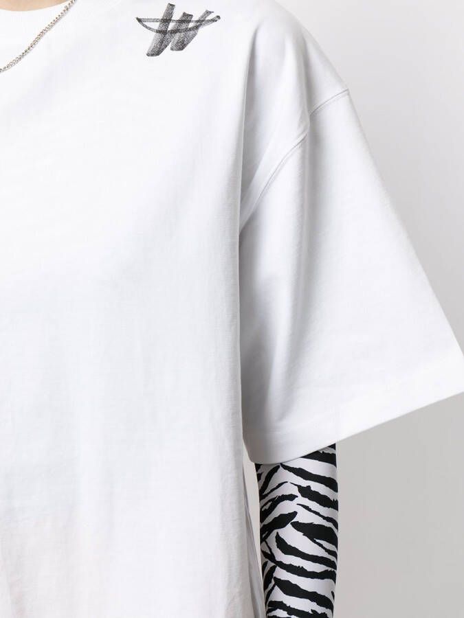We11done T-shirt met logoprint Wit