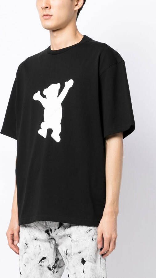 We11done T-shirt met teddybeerprint Zwart